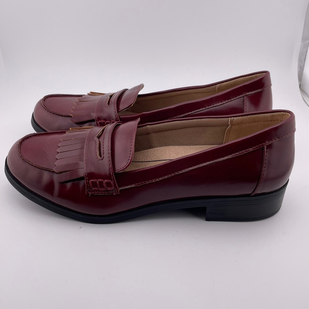 LifeStride Women Burgundy Red Leather Tassel Loafer Flats Shoes - Picture 3 of 8